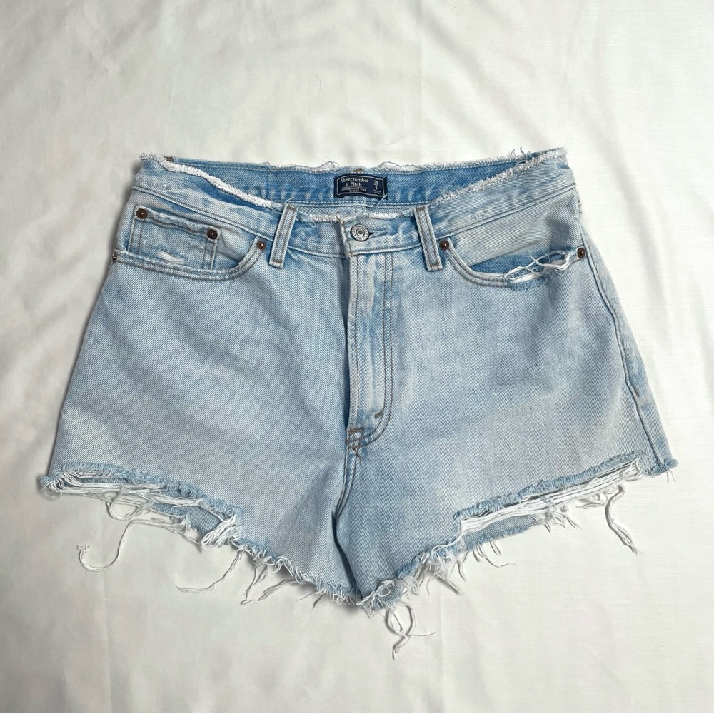 Abercrombie & Fitch Annie High Rise Light Wash Jean Shorts